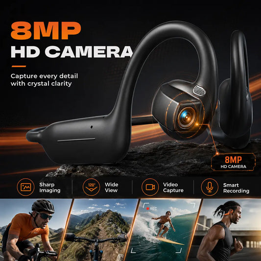 E12 Smart Bone Conduction Headset — Built-In 8MP Camera & Real-Time AI Translation
