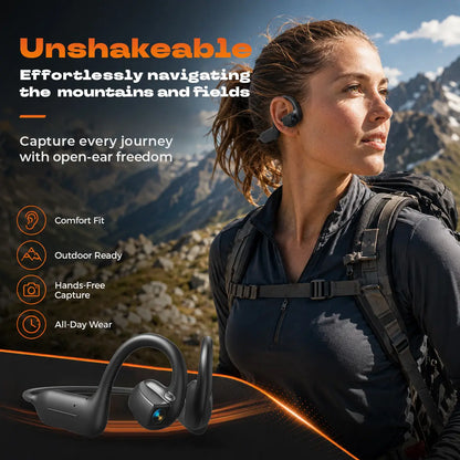 E12 Smart Bone Conduction Headset — Built-In 8MP Camera & Real-Time AI Translation